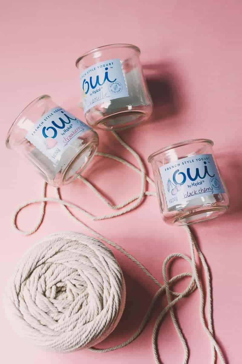 Oui French Style Yogurt Clear Glass Jars Upcycled Dessert Cup Lid