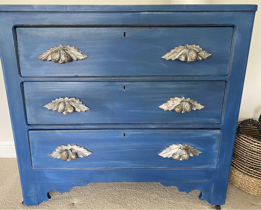 French Blue Armoire Makeover Using Amy Howard One-Step Paint